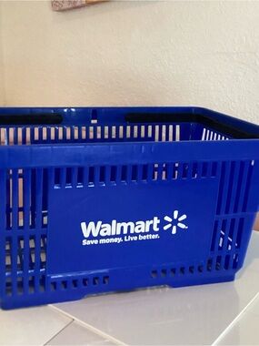 Authentic Original Wal-mart Blue Plastic Shopping Basket, Full Size, New